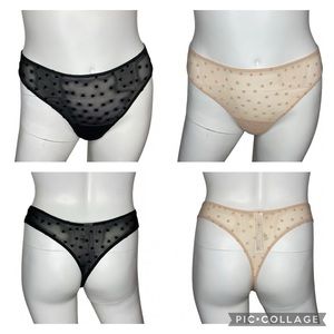 NWT Gilly Hicks by Hollister Printed Heart Mesh Thongs Light Pink and Black XXL